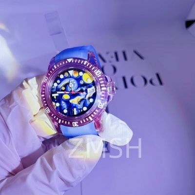 実験室で育てた灰紫のサファイア 時計ケース カスタマイズ ラグジュアリー 摩擦耐性